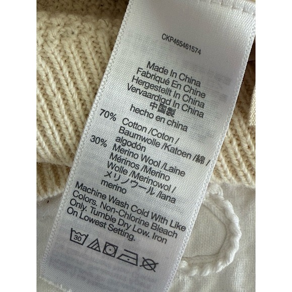 Madewell Ivory Bobble Sleeves Pullover Merino Wool Cotton Blend Sweater Sz Small - Picture 8 of 16